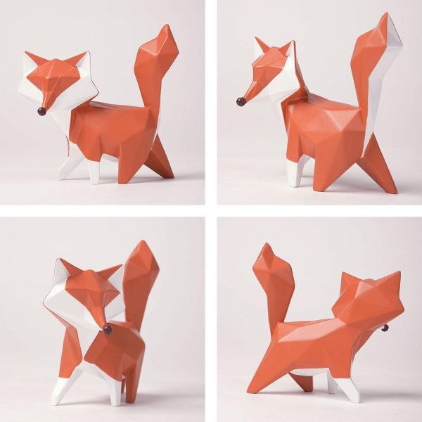 Goodsright Decor Fox Figurine Statue Gifts Modern Sculpture Decor Home Gifts Animal Arts Polyresin Geometric Crafts 4.0 inch