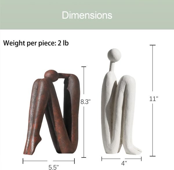Goodsright Decor Decorative Bookends for Heavy Books, Thinker Statue Book Holders for Shelves & Office Desk, Abstract Decor Aesthetic Book Ends Stoppers, Modern Bookshelf Decoration