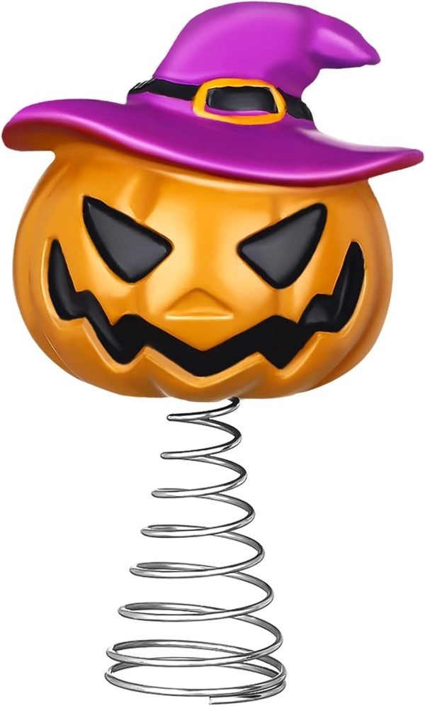 Goodsright Decor Halloween Pumpkin Skull Ghost Miniature Tree Topper Spooky Halloween Ornaments Pumpkin Halloween Tree Topper 4 Inches Mini Halloween Christmas Tree Ornaments for Halloween Party (Ghost)