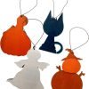 Goodsright Decor Halloween Tree Ornament Assortment, Spooky Cat, Pumpkin Ghost, Skeleton, and Jack-O-Lantern, Small Seasonal Characters, Pack of 4, 3.3 Inches