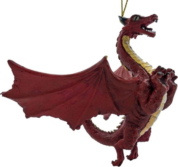 Goodsright Decor Red Flying Gothic Dragon Fantasy Christmas Tree Hanging Ornament Statue