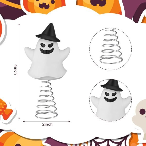 Goodsright Decor Halloween Pumpkin Skull Ghost Miniature Tree Topper Spooky Halloween Ornaments Pumpkin Halloween Tree Topper 4 Inches Mini Halloween Christmas Tree Ornaments for Halloween Party (Ghost)