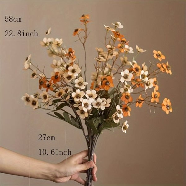 Goodsright Decor 4pcs 16 Delicate Petal Heads Artificial Flowers - Realistic Retro-Style Blooms with Small Tassel Accents - Perfect for Enhancing Home Decor, Beautiful Ornaments for Living Room Table Centerpieces or Coffee Table Decor