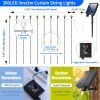 Goodsright Decor Solar Curtain Lights, 300 LED Outdoor Waterproof Solar Powered Waterfall String Lights for Patio Gazebo Backdrop Garden with USB Rechargeable Remote Hanging Twinkle Curtain Fairy Lights