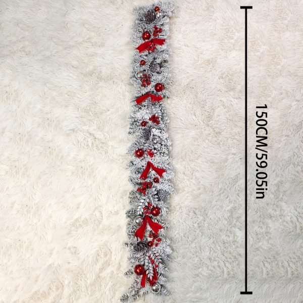 65060873fe7f0cb8f4b7e3d7a47b89a7-1 Goodsright Decor 1pc Glamorous Christmas Flocking Wreath - Door Hanging Decoration with Rattan Reverse Hanging Tree Design, Festive Holiday Decor, No Feathers, Ideal for Indoor and Outdoor Use