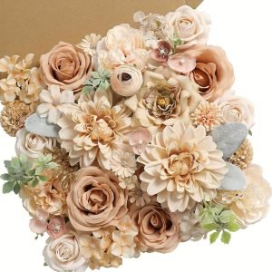 Goodsright Decor 1pc Champagne Elegance Artificial Flower Bundle - Lush Realistic Blooms with Stems for DIY Wedding Bouquets, Centerpieces & Home Decor - Perfect for Spring Showers, Parties & Valentines Day