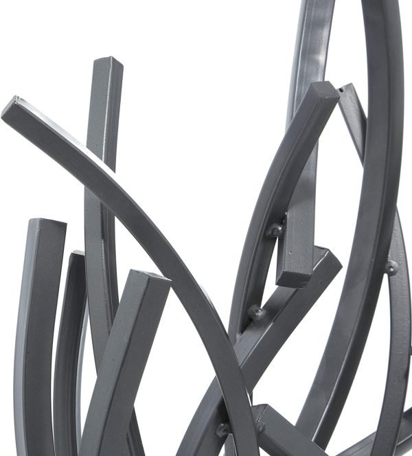 Goodsright Decor 79 Metal Abstract Decorative Sculpture Home Decor Statue with Marble Base, Accent Figurine 17" x 7" x 24", Gray