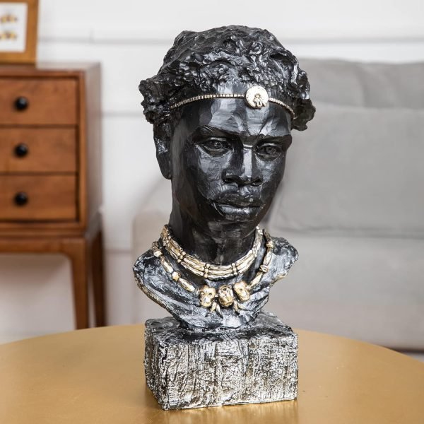 Goodsright Decor African Sculpture Resin Figurine, Handmade Home Decor, 12.2x6.3x4.3 inches, Black