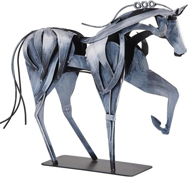 Goodsright Decor Handmade Horse Statue - Unique Rustic Decor for Office & Home - Hand-Painted Metal Sculpture - Perfect Handicraft Gift for Horse Lovers (Blue)