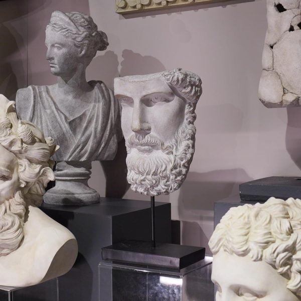 Goodsright Decor Greek Statue Sculptures Home Decor - Resin Bust Statue Zeus Statue on Metal Pole and Resin Base Greek God Statues for Living Room Shelf Office Table TV Stand Art Decor 8.25*4.5*16 Inch