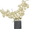 717uEGKb1zL._AC_SL1500 Goodsright Decor Polystone Floral Handmade Decorative Sculpture Home Decor Statue with Black Block Base, Accent Figurine 18" x 4" x 17", Gold