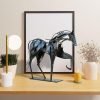 Goodsright Decor Metal Horse Statue Decor, Handmade Strong Modern Horse Sculpture Handicraft, Rustic Metal Statue Decorations Gift for Home Office Desk Figurine (Brown)