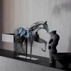 Goodsright Decor Handmade Horse Statue - Unique Rustic Decor for Office & Home - Hand-Painted Metal Sculpture - Perfect Handicraft Gift for Horse Lovers (Blue)