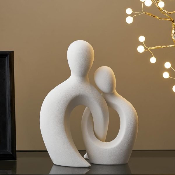 Goodsright Decor White Couple Statue Love Sculpture: Ceramic Couple Figurine Abstract Art Statue Modern Home Decor for Bedroom Shelf Table Mantel Couples Decor Wedding Table Decor