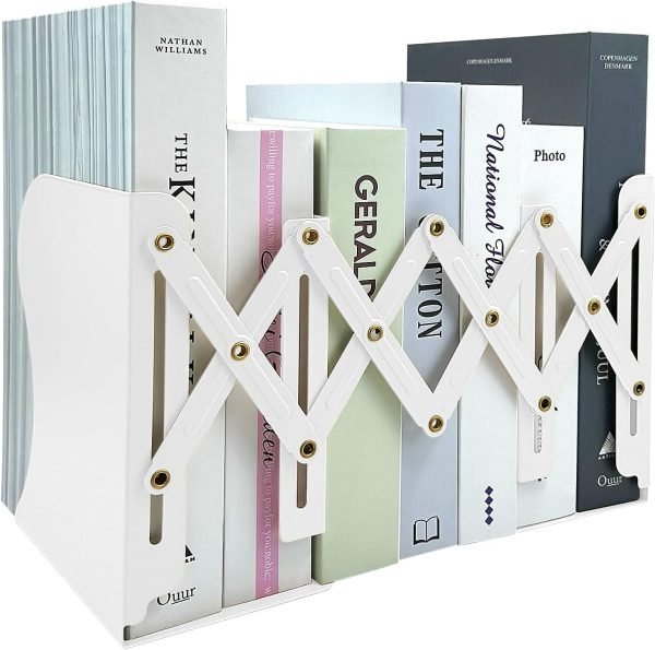 71ELGx_mnjL._AC_SL1500 Goodsright Decor Adjustable Bookends, 19 inches 2 Dividers Heavy Duty Metal Book Holders, Book Storage Rack, Desk Organizer Magazine File Holder for Office, School, Bookstore and Home, Black
