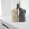 Goodsright Decor Loving Pair of Elephants in Beige & Grey - Modern Ceramic Sculpture - Figurine as a Set - Decoration Figure 6.3" high - Ornament Elephant in Love