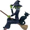 Goodsright Decor Ugly Scary Witch Flying On Broomstick with Black Cat Halloween Christmas Ornaments