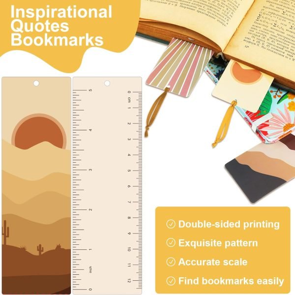 71NrFtqJY0L._AC_SL1500 Goodsright Decor 60 Pieces Abstract Boho Bookmarks Minimalist Line Bookmarks Women Minimalist Geometric Sun Double Sided Bookmark Minimalist Landscape Page Markers Book Markers Botanical Plant Bookmarks for Students