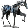 Goodsright Decor Handmade Horse Statue - Unique Rustic Decor for Office & Home - Hand-Painted Metal Sculpture - Perfect Handicraft Gift for Horse Lovers (Blue)
