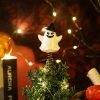 Goodsright Decor Halloween Pumpkin Skull Ghost Miniature Tree Topper Spooky Halloween Ornaments Pumpkin Halloween Tree Topper 4 Inches Mini Halloween Christmas Tree Ornaments for Halloween Party (Ghost)