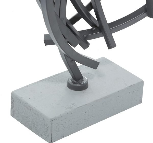 Goodsright Decor 79 Metal Abstract Decorative Sculpture Home Decor Statue with Marble Base, Accent Figurine 17" x 7" x 24", Gray