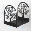 Goodsright Decor Metal Bookend, Tree of Life bookend for Shelves, Home Decorative Bookends for Heavy Books, Black Non-Skid Book Stopper, 7 x 5.5 x 3.5 inch (1 Pair)