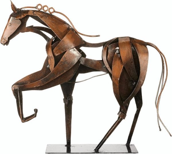 Goodsright Decor Metal Horse Statue Decor, Handmade Strong Modern Horse Sculpture Handicraft, Rustic Metal Statue Decorations Gift for Home Office Desk Figurine (Brown)