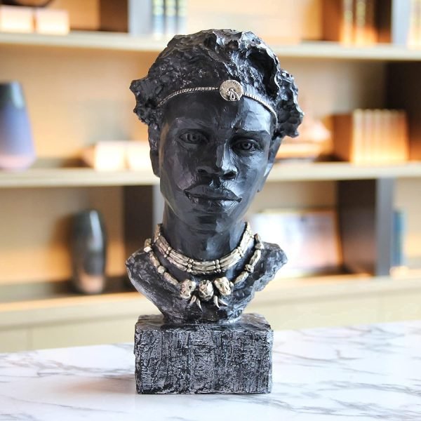 Goodsright Decor African Sculpture Resin Figurine, Handmade Home Decor, 12.2x6.3x4.3 inches, Black