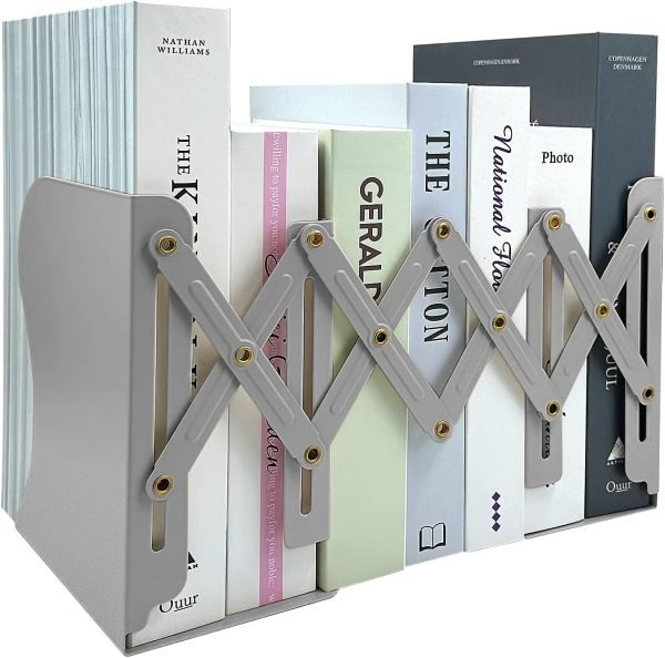71bbWP0cOWL._AC_SL1500 Goodsright Decor Adjustable Bookends, 19 inches 2 Dividers Heavy Duty Metal Book Holders, Book Storage Rack, Desk Organizer Magazine File Holder for Office, School, Bookstore and Home, Black