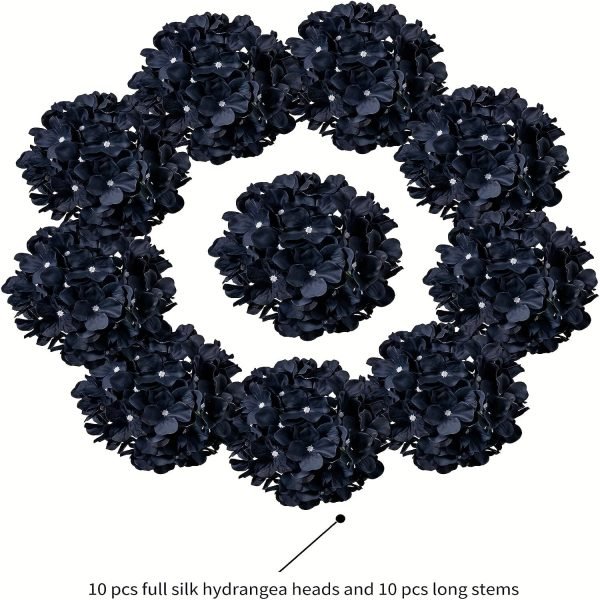 71d49e3b24b6540a3a79732538525b30-1 Goodsright Decor Elegant Navy Silk Hydrangea Flowers, 6-Pack - Versatile & Realistic, Perfect for Weddings, Parties & Home Decor, Allergy-Free