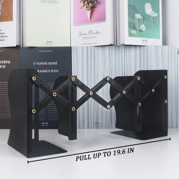 71g9i_s834L._AC_SL1500 Goodsright Decor Adjustable Bookends, 19 inches 2 Dividers Heavy Duty Metal Book Holders, Book Storage Rack, Desk Organizer Magazine File Holder for Office, School, Bookstore and Home, Black