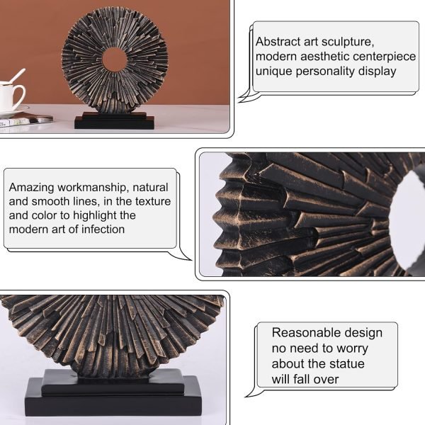 71hNI0gGEdL._AC_SL1500 Goodsright Decor Black and Gold Home Decor Sculpture, Above Kitchen Cabinet Decor Aesthetic, Living Room Decor Round Statue Medallion, Center Pieces Decoration for Table - Ideal, Bedroom, Office Desktop Decor
