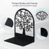 Goodsright Decor Metal Bookend, Tree of Life bookend for Shelves, Home Decorative Bookends for Heavy Books, Black Non-Skid Book Stopper, 7 x 5.5 x 3.5 inch (1 Pair)