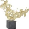 71py2veSoAL._AC_SL1500 Goodsright Decor Polystone Floral Handmade Decorative Sculpture Home Decor Statue with Black Block Base, Accent Figurine 18" x 4" x 17", Gold