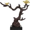Goodsright Decor Sculptures Home Decor,Abstract Art Figurines, Centerpiece Table Decorations,Resin Tree Bird Statues with Stone Base,Modern Shelf Accents for Living Room Bedroom Office Desk