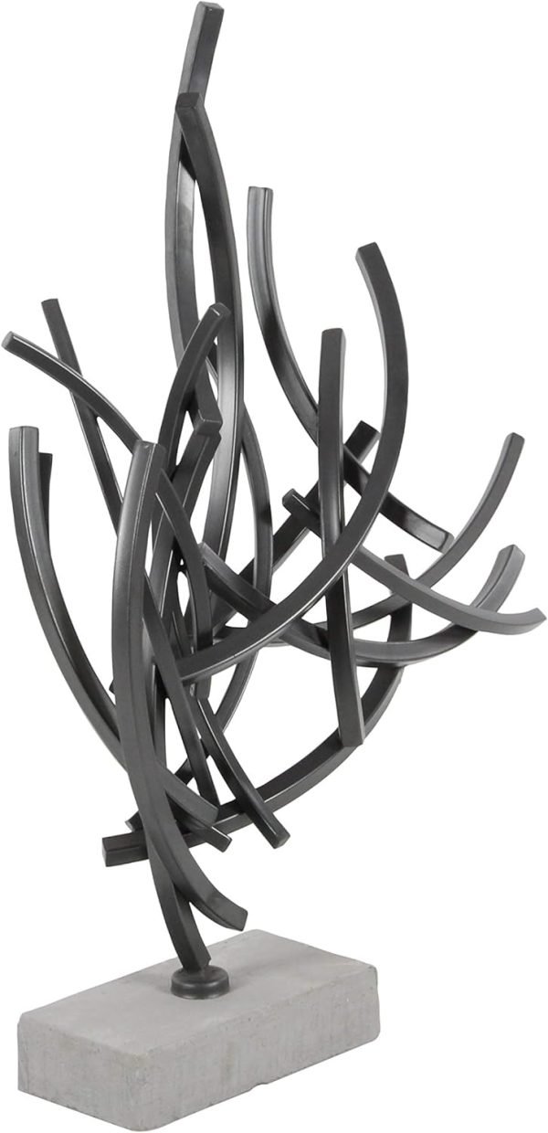 Goodsright Decor 79 Metal Abstract Decorative Sculpture Home Decor Statue with Marble Base, Accent Figurine 17" x 7" x 24", Gray