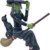 Goodsright Decor Ugly Scary Witch Flying On Broomstick with Black Cat Halloween Christmas Ornaments