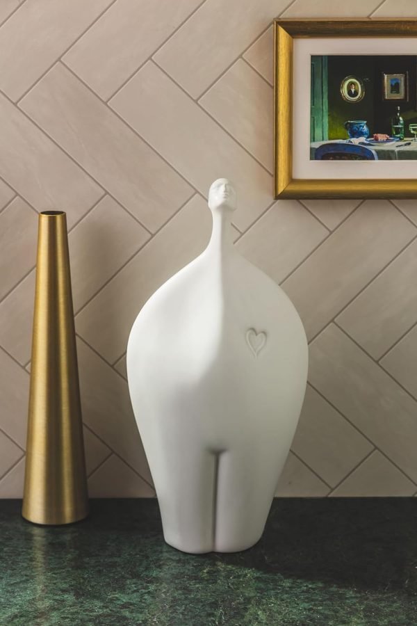 71xuD17R91L._AC_SL1500 Goodsright Decor White Ceramic Sculpture - Home Decor Statue for Serenity, Modern Art Table Top Decoration - Aesthetic Figures Ornaments for Living Room, Bedroom, Office, Shelf, Abstract Style Gifts