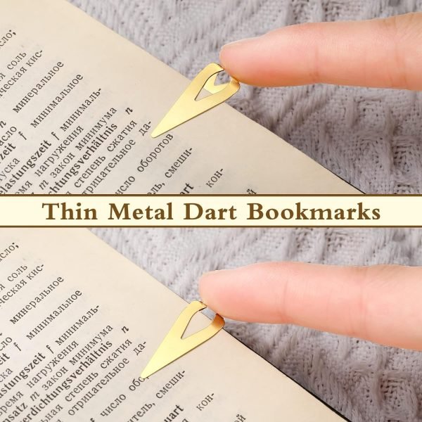 Goodsright Decor 180 Pieces Book Darts Tin Mixed Metals Bookmarkers Thin Line Bookmarks Silver Gold Orange Book Markers Brass Page Darts Mixed Book Markers for Women Men Teen Students Readers Book Lovers