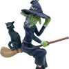 Goodsright Decor Ugly Scary Witch Flying On Broomstick with Black Cat Halloween Christmas Ornaments
