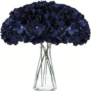 Goodsright Decor Elegant Navy Silk Hydrangea Flowers, 6-Pack - Versatile & Realistic, Perfect for Weddings, Parties & Home Decor, Allergy-Free