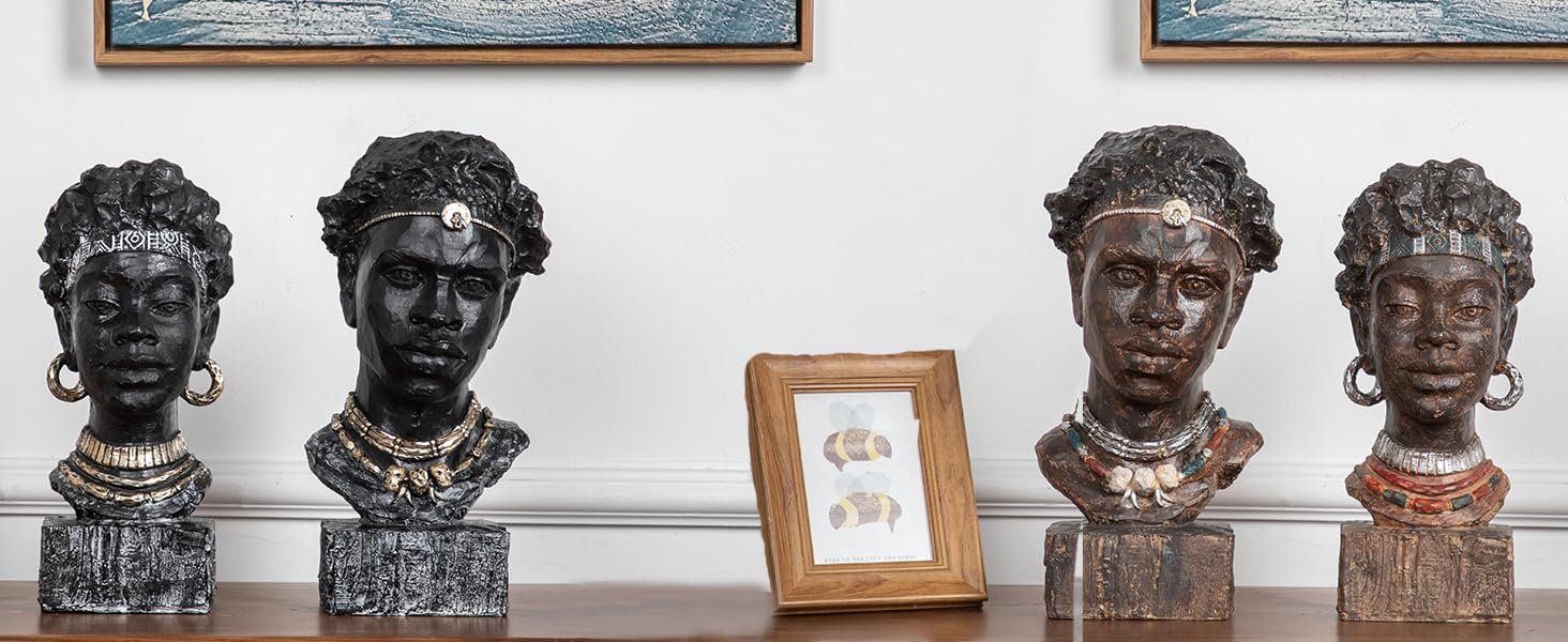 Leekung African Statues and Sculptures for Home Decor,African Figurines Head Statue Decorations for