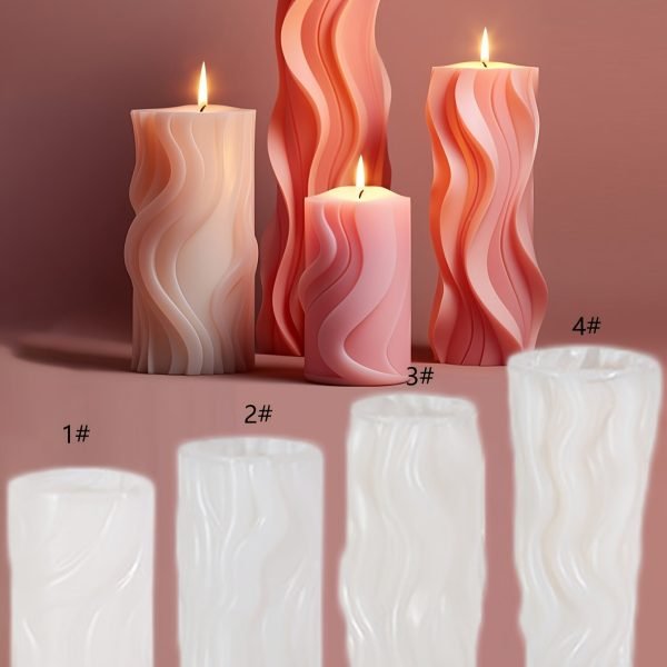 Goodsright Decor 4pcs/set Wave Cylindrical Candle Mold Set - Irregular Geometric Twisted Stripe Design - Durable Silicone for Resin & Gypsum - Unleash Your Creative Flame