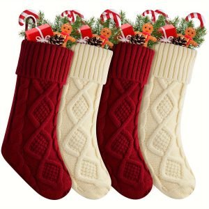 7e702dec8c2e0f7fb15c6391fded60f3-1 Goodsright Decor 4pcs, Christmas Stockings, Personalized Christmas Stockings 14.56" Knitted Stocking Decorations, Scene Decor, Festivals Decor, Room Decor, Home Decor, Offices Decor, Theme Party Decor, Christmas Decor