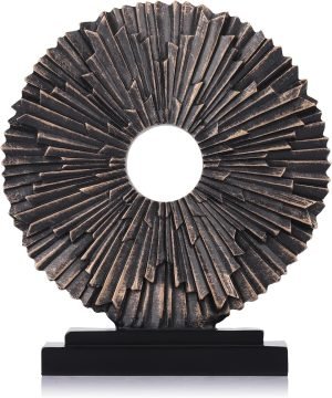 Goodsright Decor Black and Gold Home Decor Sculpture, Above Kitchen Cabinet Decor Aesthetic, Living Room Decor Round Statue Medallion, Center Pieces Decoration for Table - Ideal, Bedroom, Office Desktop Decor