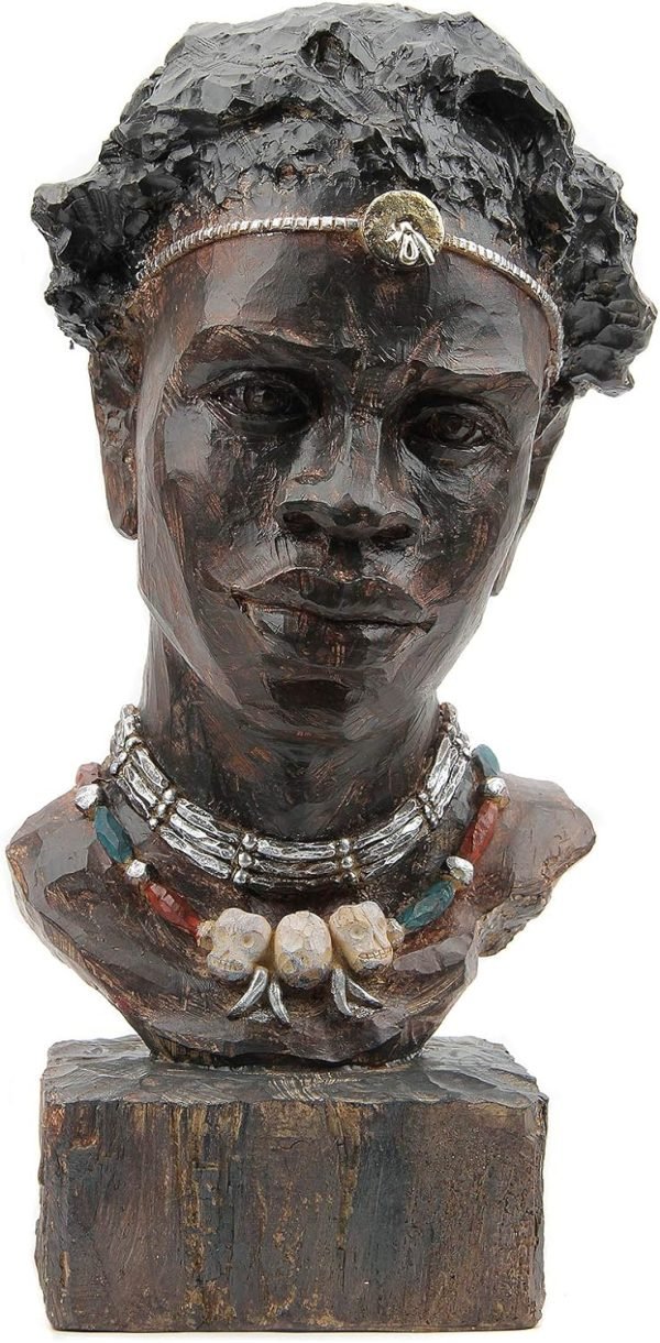 Goodsright Decor African Sculpture Resin Figurine, Handmade Home Decor, 12.2x6.3x4.3 inches, Black