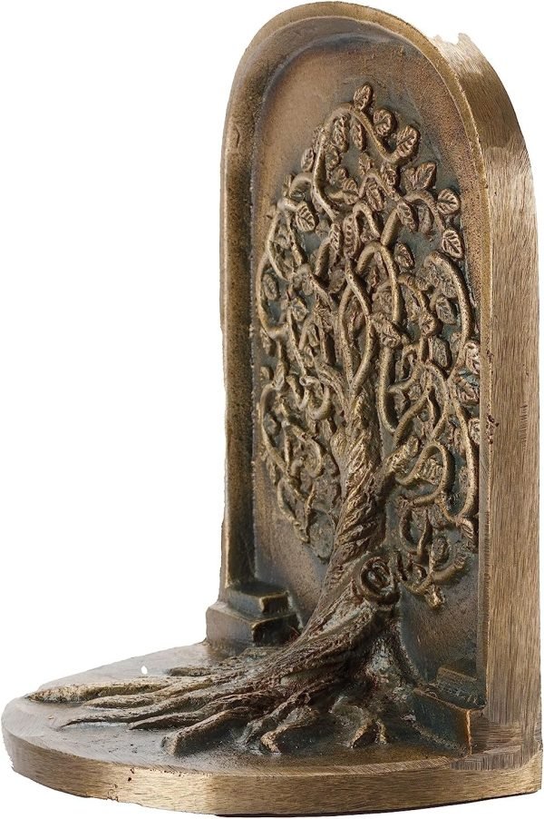 81CL7eveMxL._AC_SL1500 Goodsright Decor Tree of Life Bookends Set, Antique Brass Tree Book Ends, 2 Decorative Bookends for Shelves or Bookcase, Cast Iron Bookends, Stylish Brass Bookends, Non-Skid Anti-Slip Heavy Bookends, Home D??cor Gift