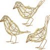 Goodsright Decor Set of 3 Handmade Bird Statue Home Decor,Metal Bird Figurine Rustic Table Decor, Hanging Metal Bird Decor Woven with Brown Natural Rattan for Home Decoration Memo Holder