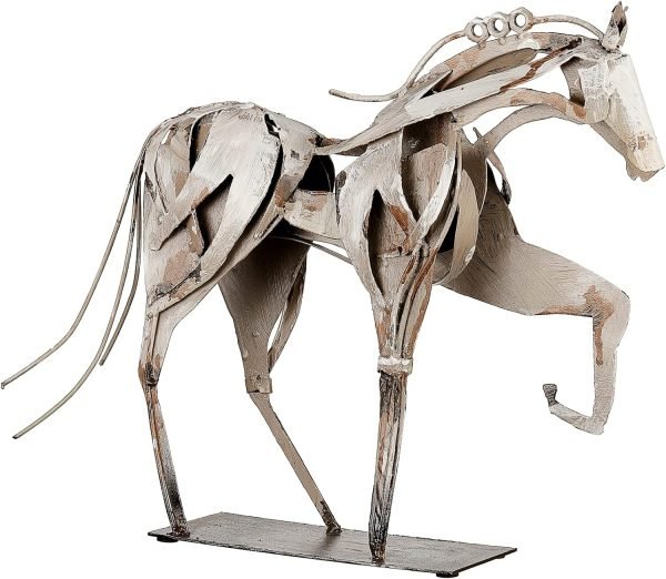 Goodsright Decor Metal Horse Statue Decor, Handmade Strong Modern Horse Sculpture Handicraft, Rustic Metal Statue Decorations Gift for Home Office Desk Figurine (Brown)