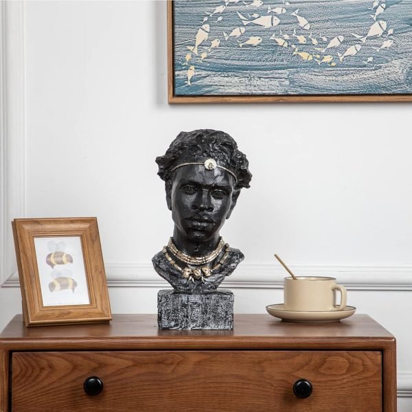 Goodsright Decor African Sculpture Resin Figurine, Handmade Home Decor, 12.2x6.3x4.3 inches, Black